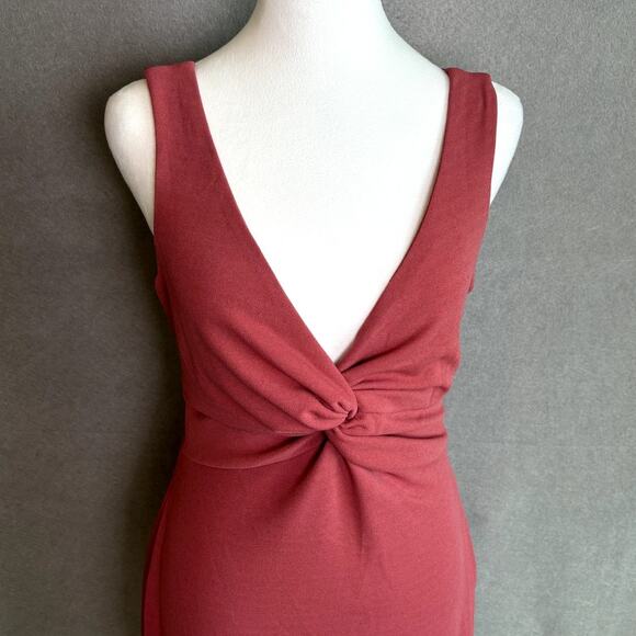 LuLu's Rust Brick Colored V Neck Dinner Date Night Party Mini Dress Size M - Picture 2 of 6